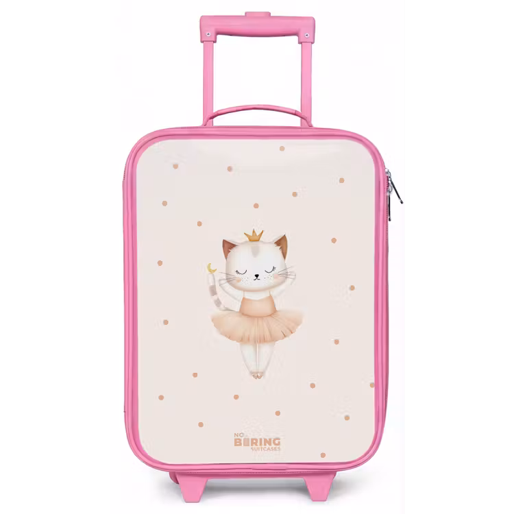 Ballerina kitten in beige kleuren Kinderkoffer - Roze klein -zz3dotto