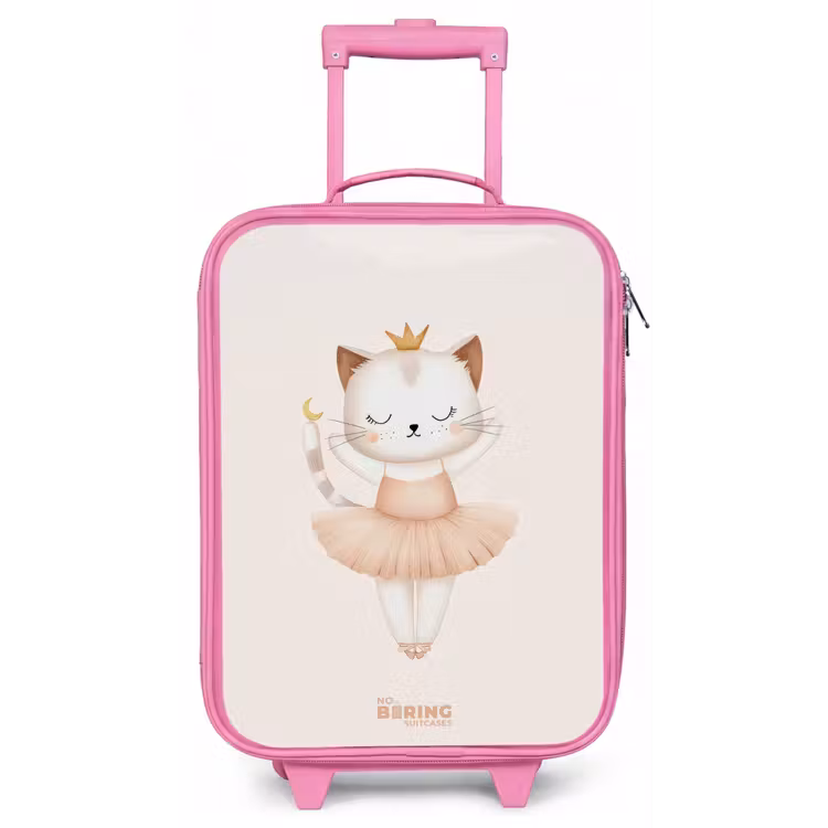 Ballerina kitten in beige kleuren Kinderkoffer - Roze klein -zz3dotto
