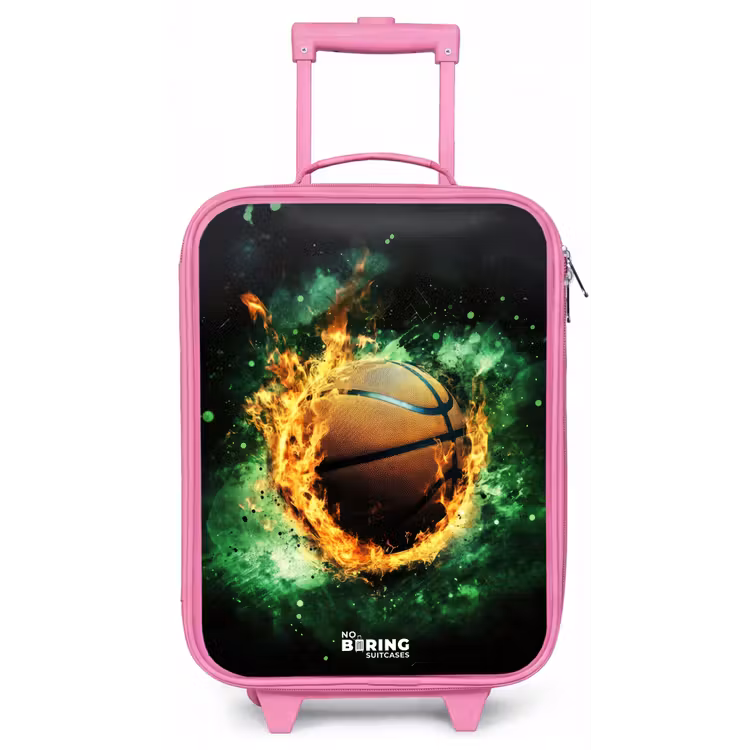 Basketbal in vlammen en explosieve energie Kinderkoffer - Roze klein -zz3dotto