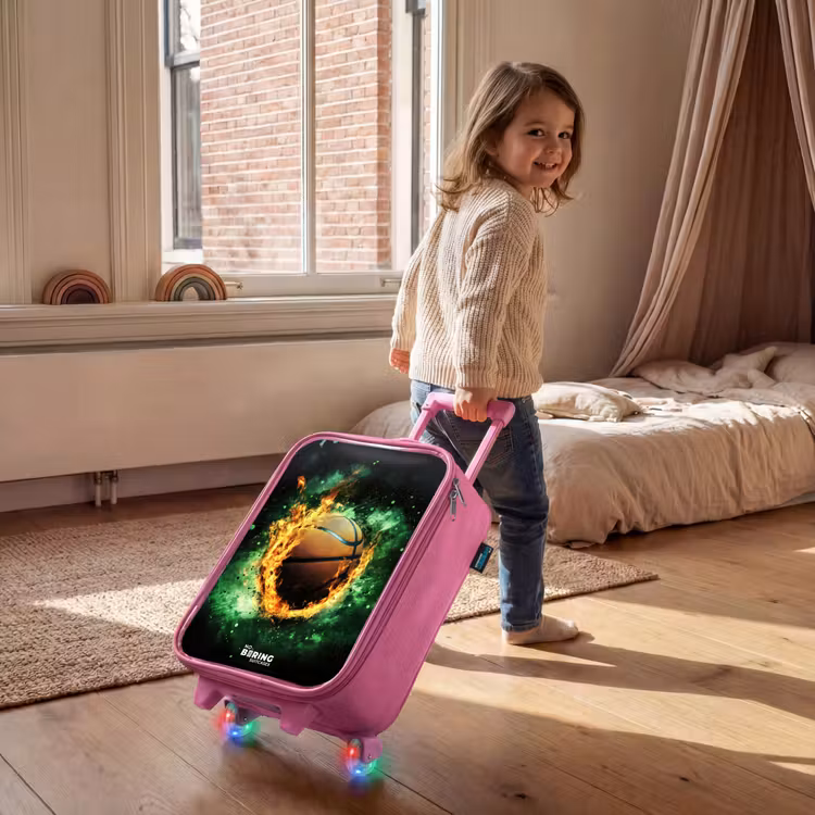 Basketbal in vlammen en explosieve energie Kinderkoffer - Roze klein -sfeer1