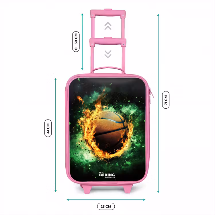 Basketbal in vlammen en explosieve energie Kinderkoffer - Roze klein -productfoto_formaten