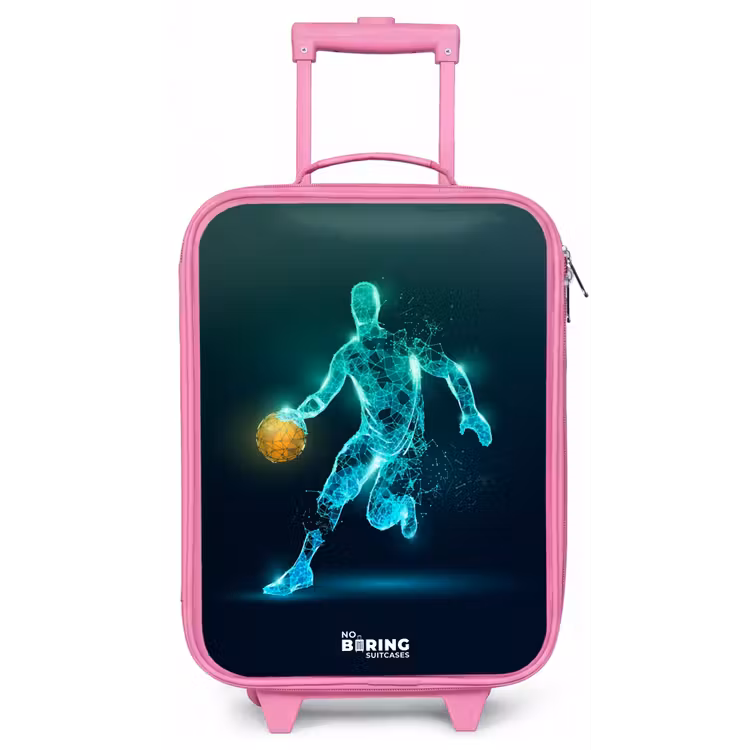 Basketbalspeler in neon dribbelactie Kinderkoffer - Roze klein -zz3dotto