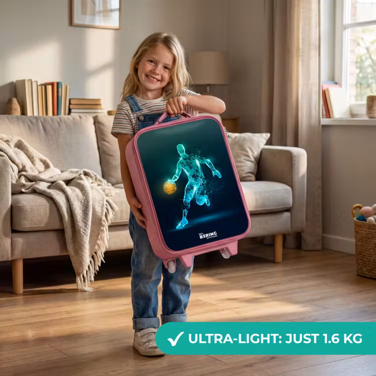 Basketbalspeler in neon dribbelactie Kinderkoffer - Roze klein -sfeer2_EN