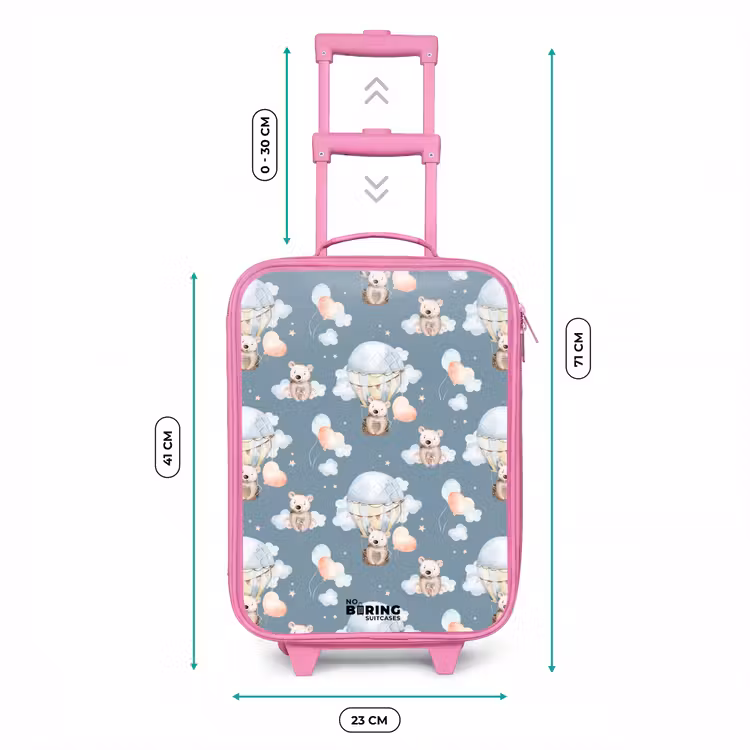 Beertjes in luchtballonnen tussen wolken en ballonnen Kinderkoffer - Roze klein -productfoto_formaten