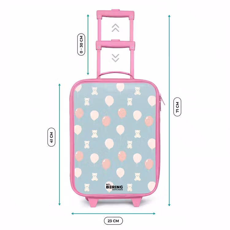 Beertjes in luchtballonnen tussen wolken en ballonnen Kinderkoffer - Roze klein -productfoto_formaten