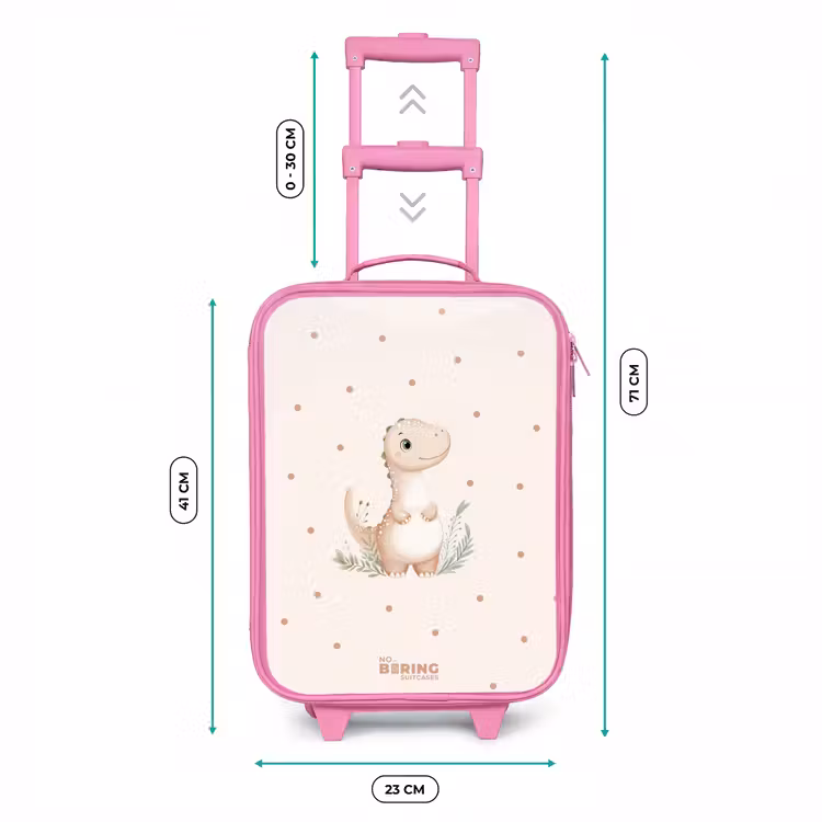 Beige dino op een stippen achtergrond Kinderkoffer - Roze klein -productfoto_formaten