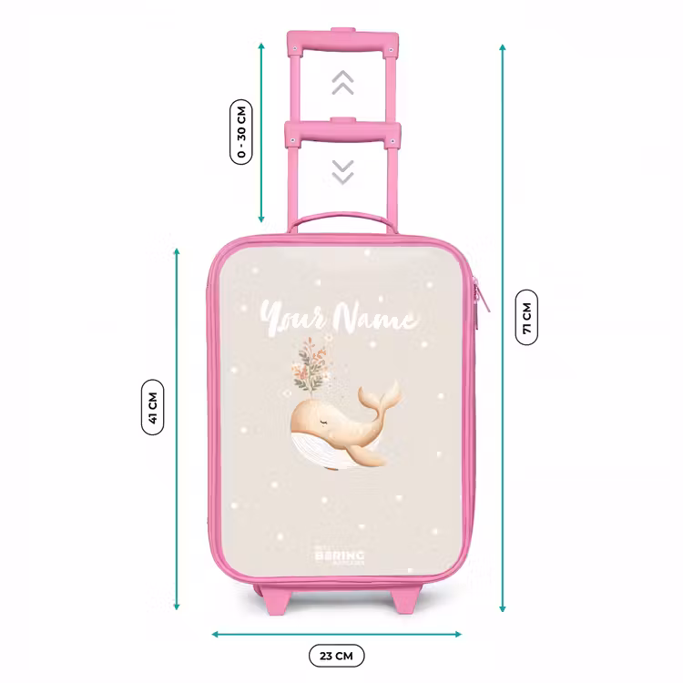 Beige walvis in bloemenzee Kinderkoffer - Roze klein -productfoto_formaten