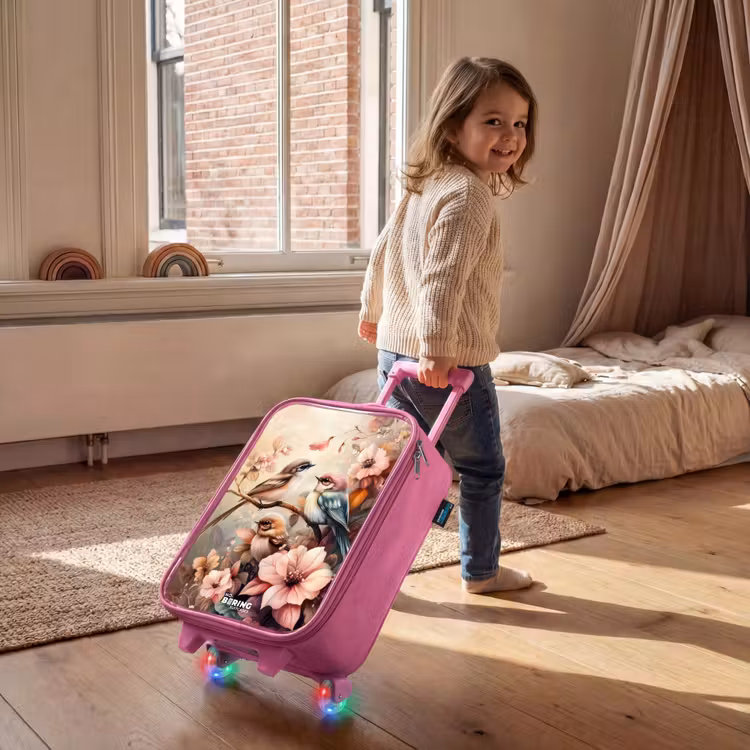Vogels met roze bloemen Kinderkoffer - Roze klein -sfeer1