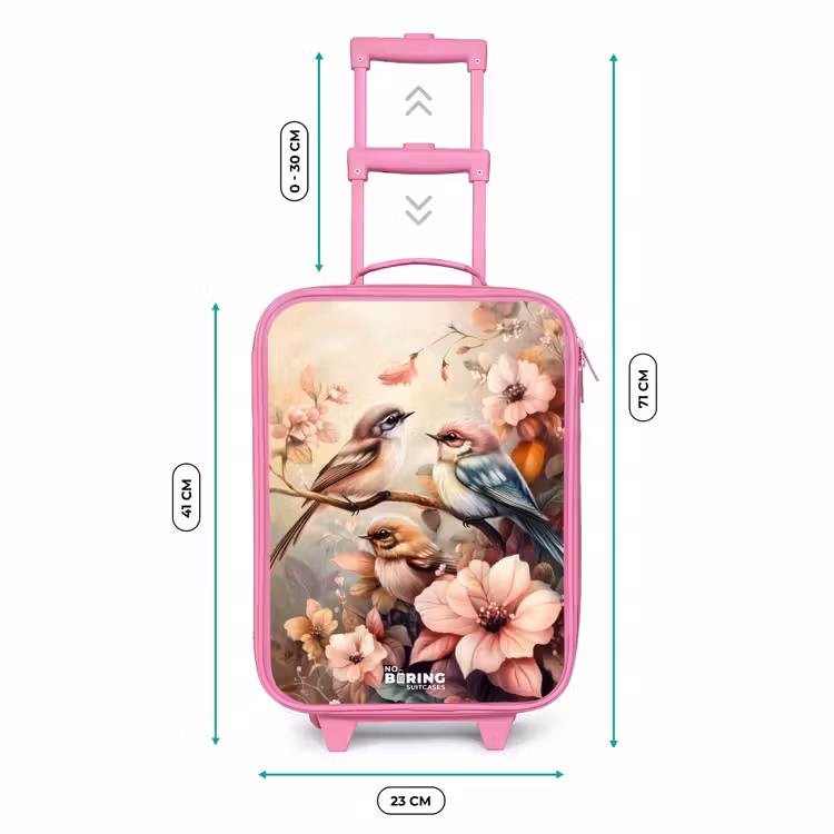 Vogels met roze bloemen Kinderkoffer - Roze klein -productfoto_formaten