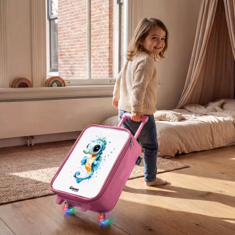 Blauw zeepaardje met grote ogen en luchtbellen Kinderkoffer - Roze klein -sfeer1