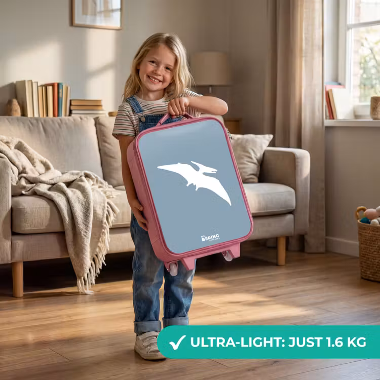 Blauw met Pteranodon dino Kinderkoffer - Roze klein -sfeer2_EN