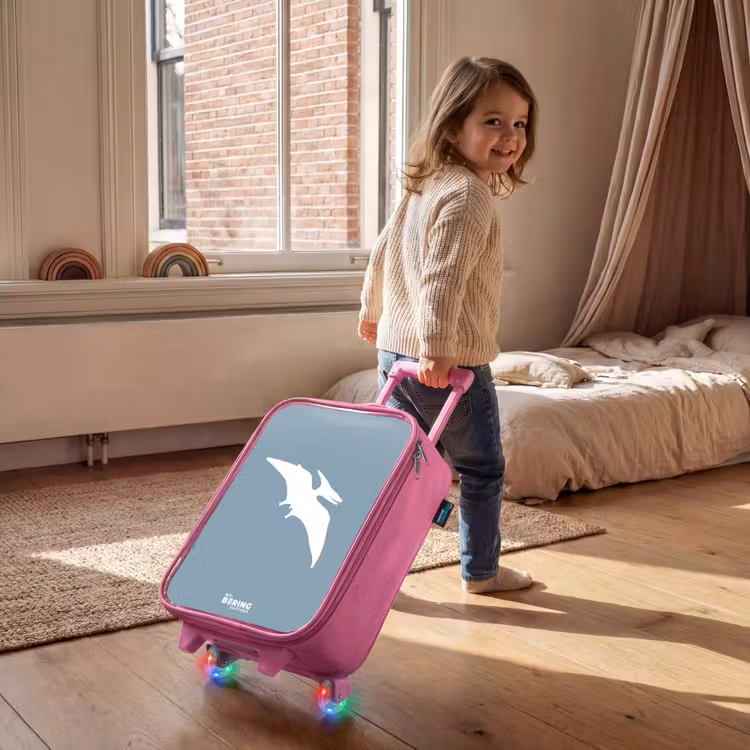 Blauw met Pteranodon dino Kinderkoffer - Roze klein -sfeer1