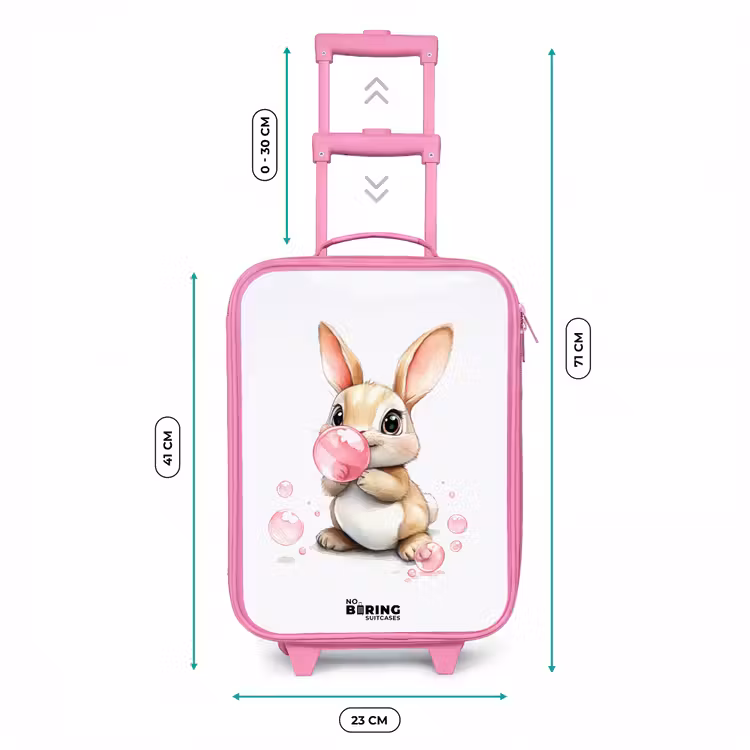 Bruin konijntje met roze bellen Kinderkoffer - Roze klein -productfoto_formaten