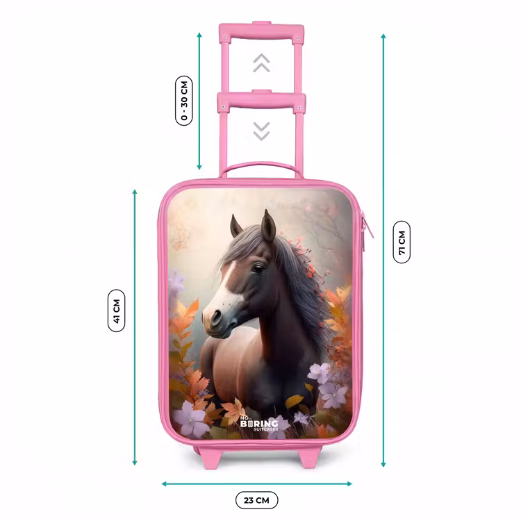 Bruin paard in de herfst Kinderkoffer - Roze klein -productfoto_formaten