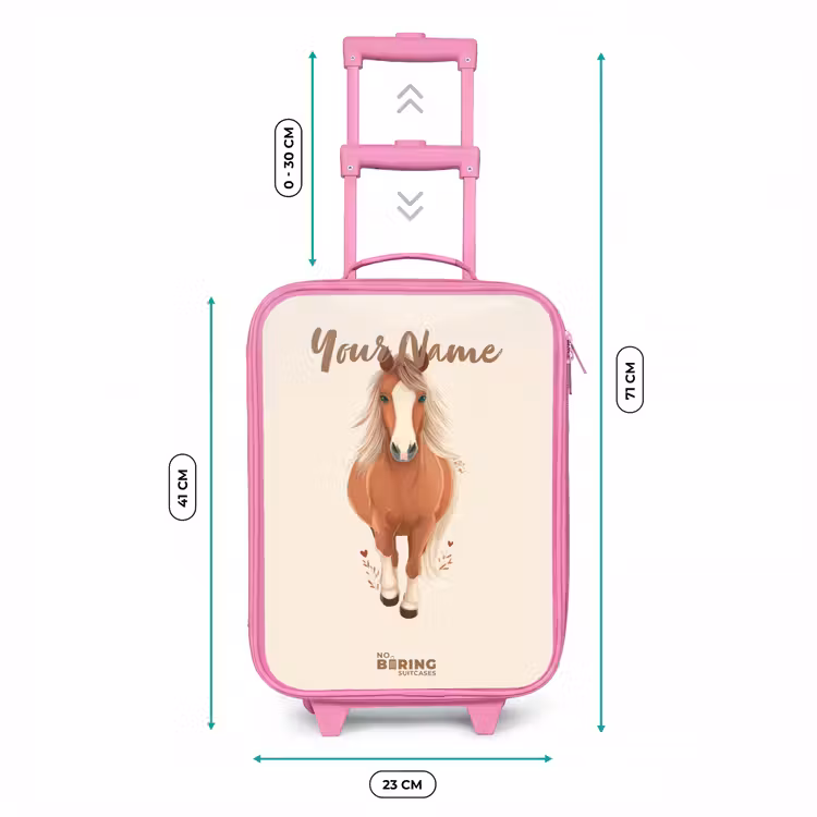 Bruin paard in gallop Kinderkoffer - Roze klein -productfoto_formaten