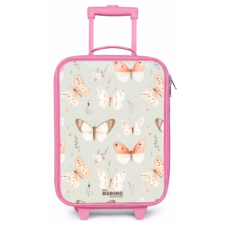 Vlinder patroon in zachte oranje en rode tinten Kinderkoffer - Roze klein -zz3dotto