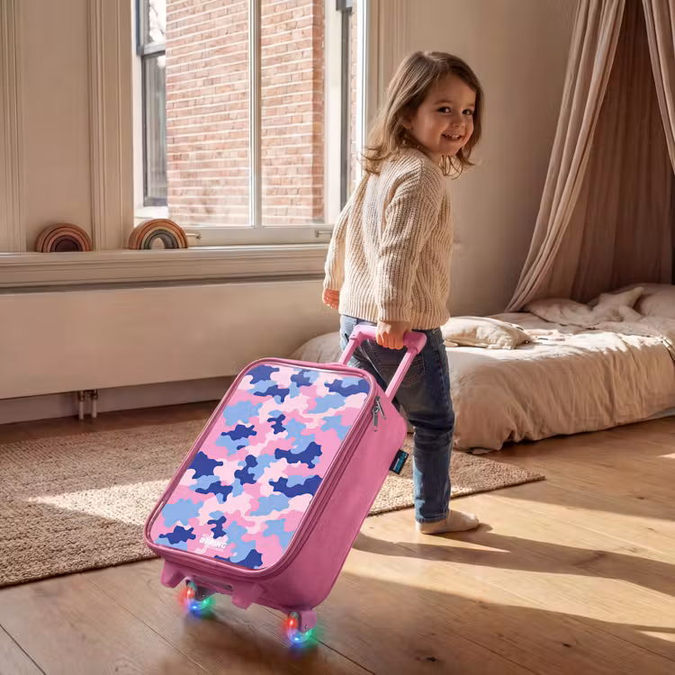 Camouflage - Roze - Blauw Kinderkoffer - Roze klein -sfeer1