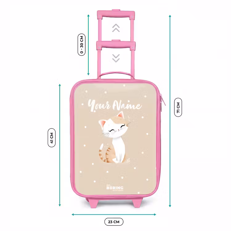 Kat omringd door beige stippen Kinderkoffer - Roze klein -productfoto_formaten