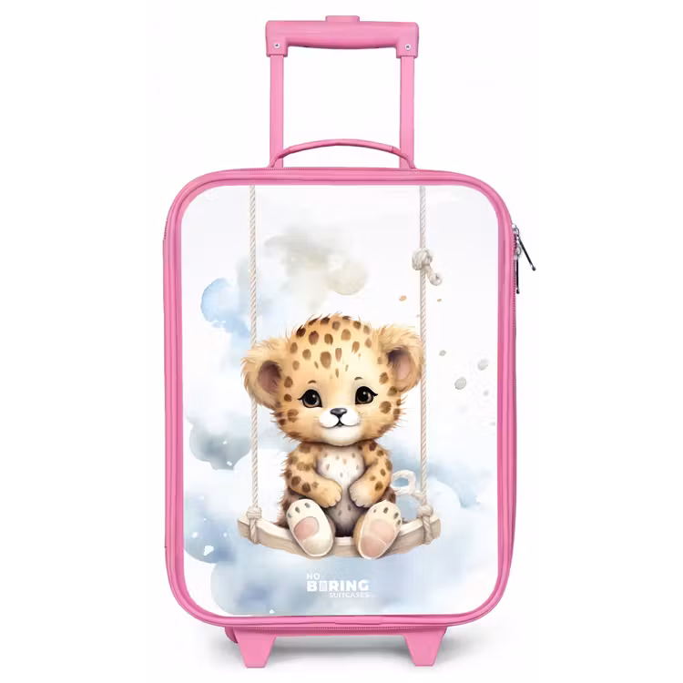 Cheeta welpje op een schommel in de wolken Kinderkoffer - Roze klein -zz3dotto