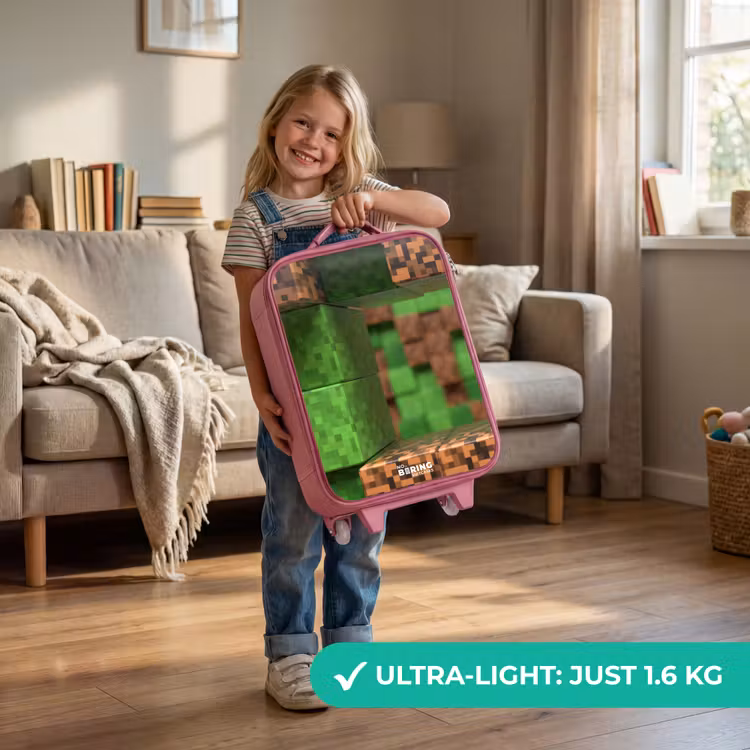 Close-up met pixelachtige blokken Kinderkoffer - Roze klein -sfeer2_EN