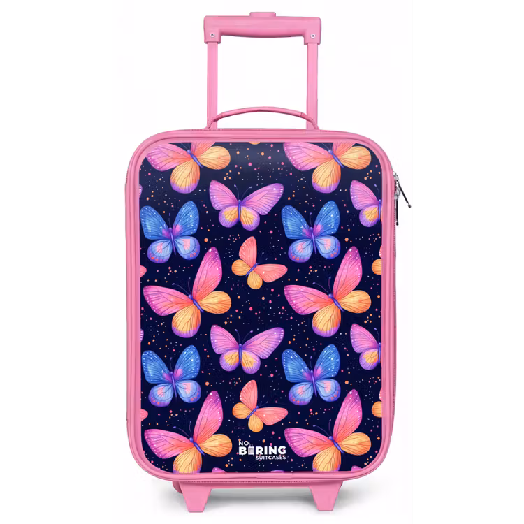 Kleurrijke vlinders in roze en blauw Kinderkoffer - Roze klein -zz3dotto