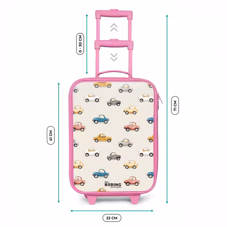 Kleurrijke retro autootjes Kinderkoffer - Roze klein -productfoto_formaten