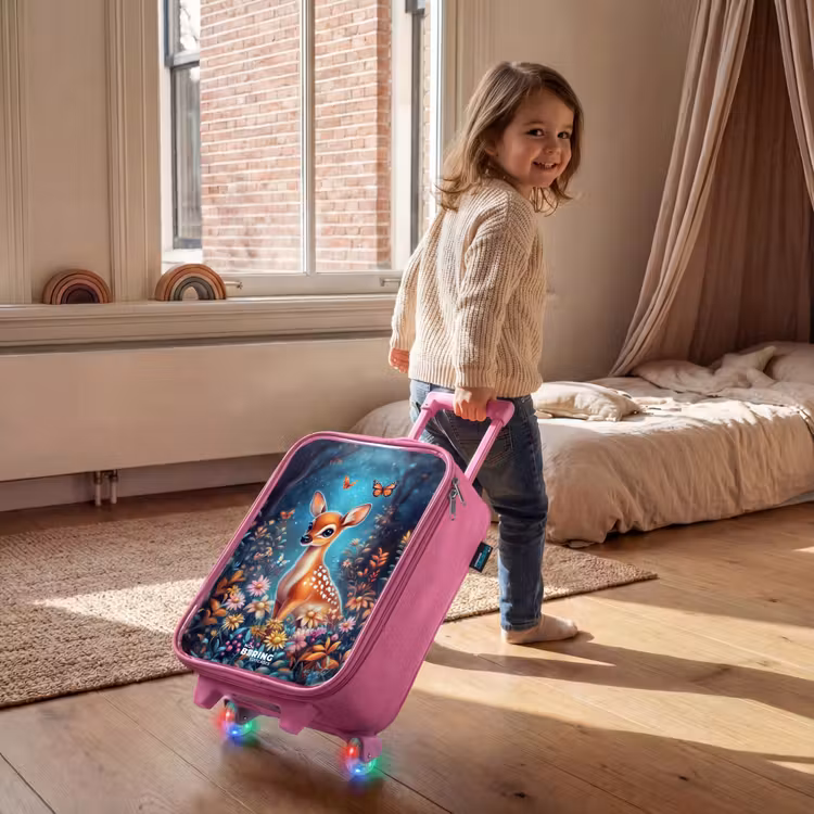 Hertje tussen bloemen in betoverend bos Kinderkoffer - Roze klein -sfeer1