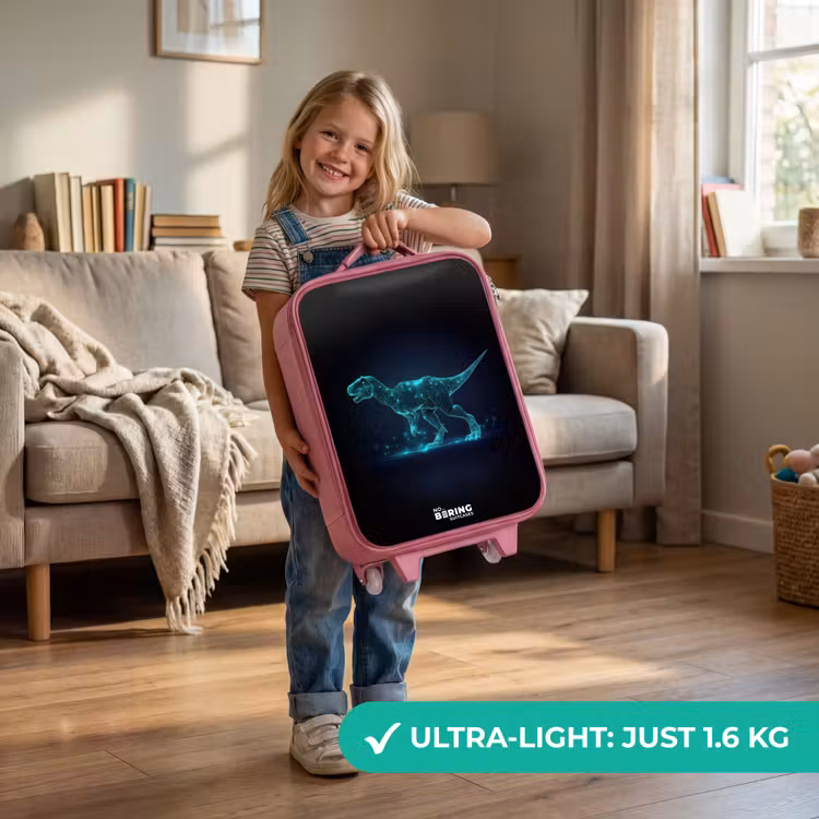 Digitale T-Rex in blauw lichtveld Kinderkoffer - Roze klein -sfeer2_EN