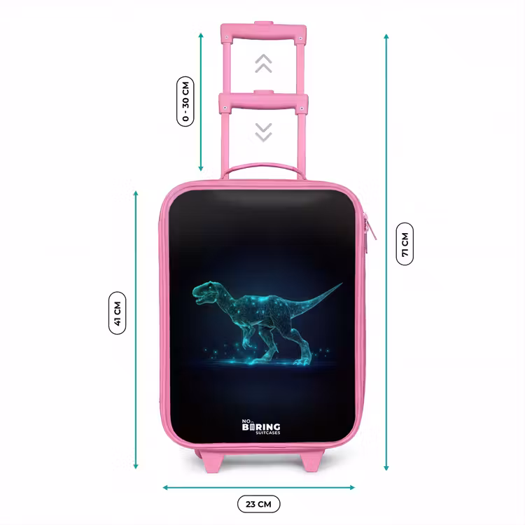 Digitale T-Rex in blauw lichtveld Kinderkoffer - Roze klein -productfoto_formaten