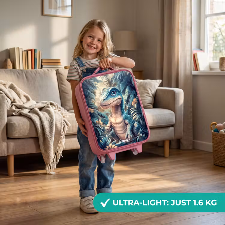 Dino in mystieke jungle met maanlicht Kinderkoffer - Roze klein -sfeer2_EN