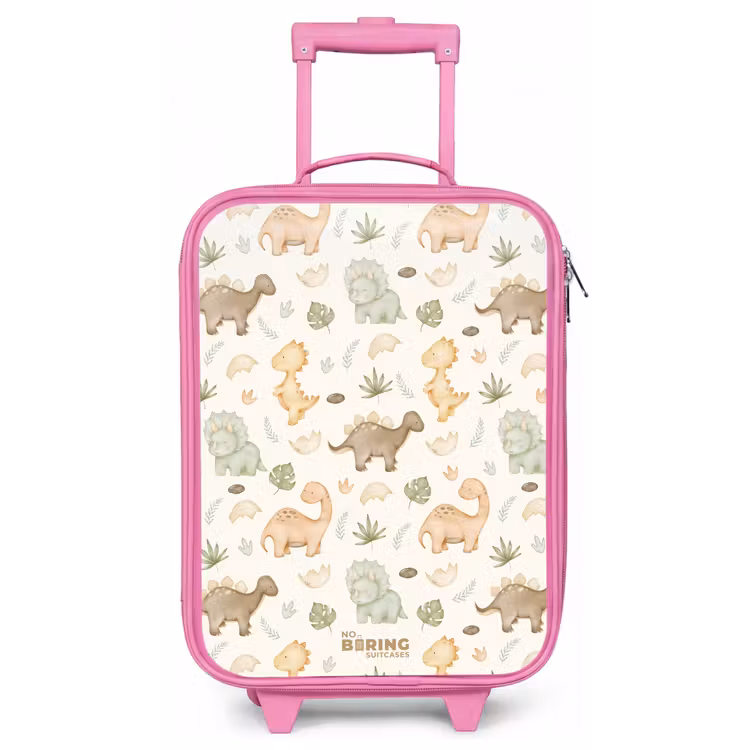 Dino patroon in pastelkleuren Kinderkoffer - Roze klein -zz3dotto