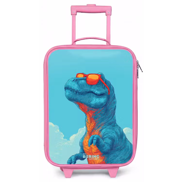 Dino met zonnebril Kinderkoffer - Roze klein -zz3dotto