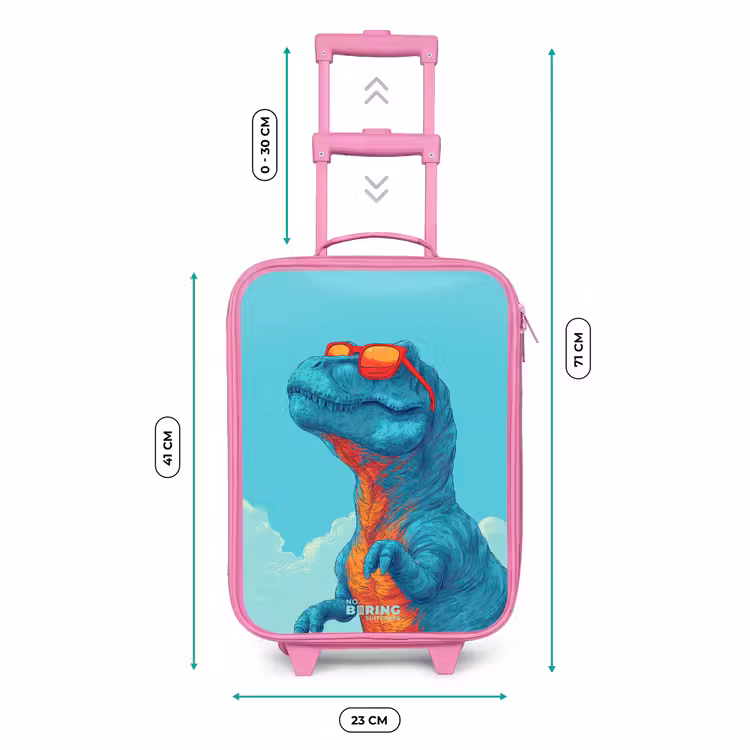 Dino met zonnebril Kinderkoffer - Roze klein -productfoto_formaten