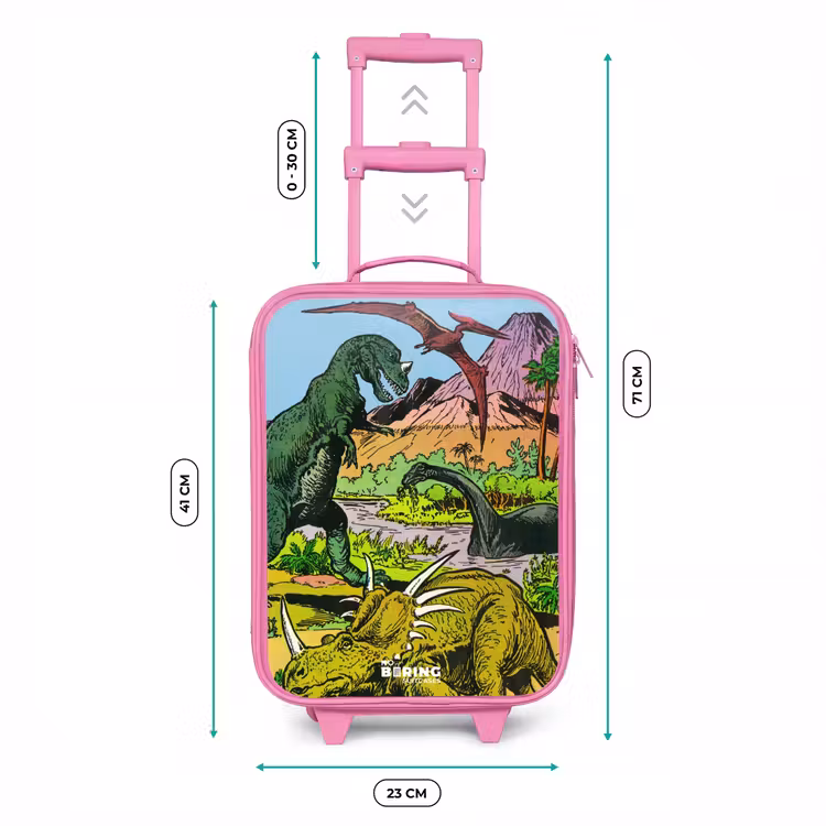 Dino's bij een vulkaan Kinderkoffer - Roze klein -productfoto_formaten