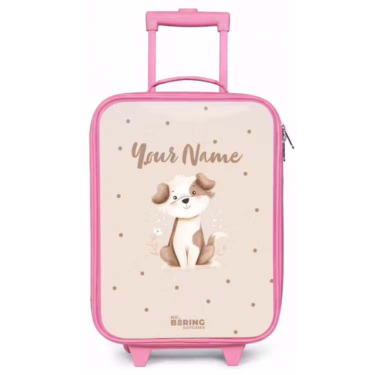 Honden pup omringd door bruine stippen Kinderkoffer - Roze klein -zz3dotto