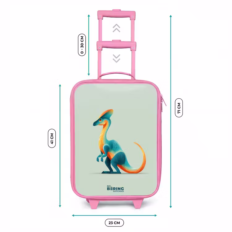 Elegante dino met kam Kinderkoffer - Roze klein -productfoto_formaten