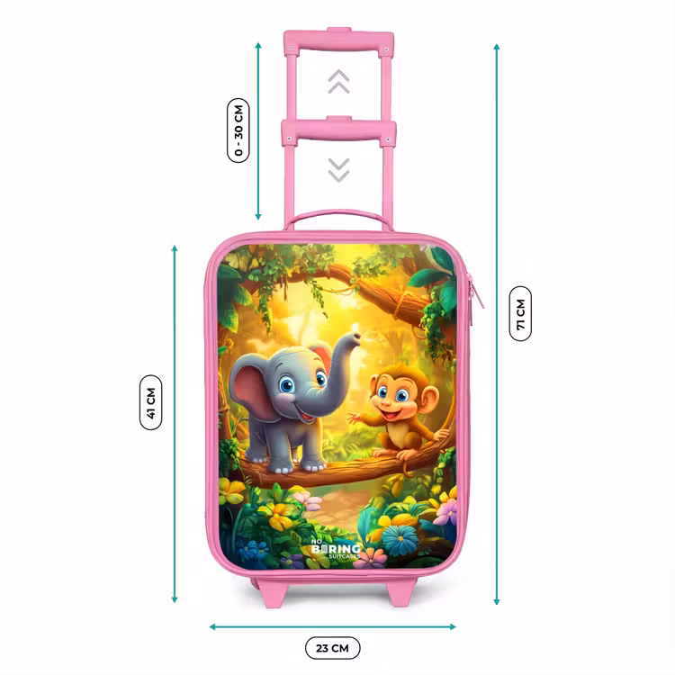 Olifant en aapje in kleurrijke jungle Kinderkoffer - Roze klein -productfoto_formaten