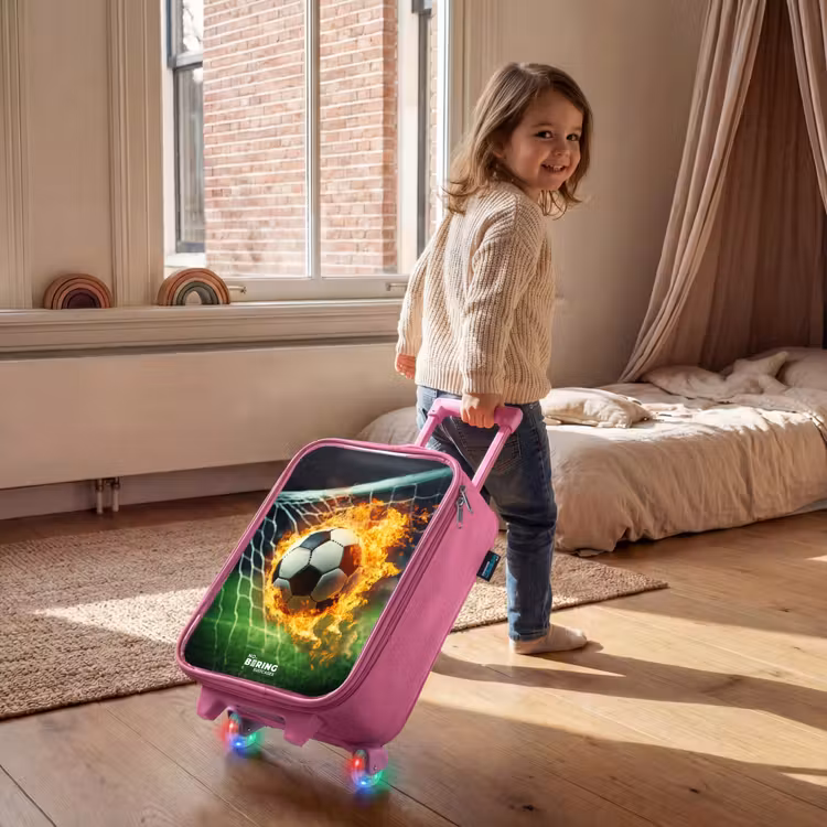 Vuurvoetbal in doelnet vastgelegd Kinderkoffer - Roze klein -sfeer1