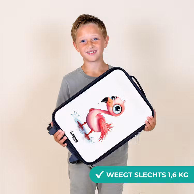 Roze flamingo in het water Kinderkoffer - Zwart klein -sfeer4_NL
