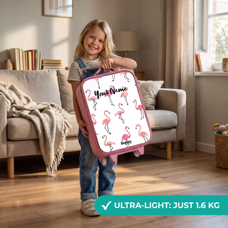 Flamingo feestje Kinderkoffer - Roze klein -sfeer2_EN