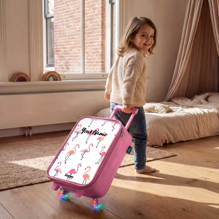 Flamingo feestje Kinderkoffer - Roze klein -sfeer1