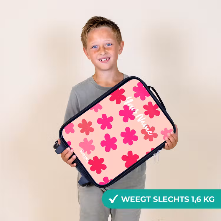 Roze bloemen Kinderkoffer - Zwart klein -sfeer4_NL