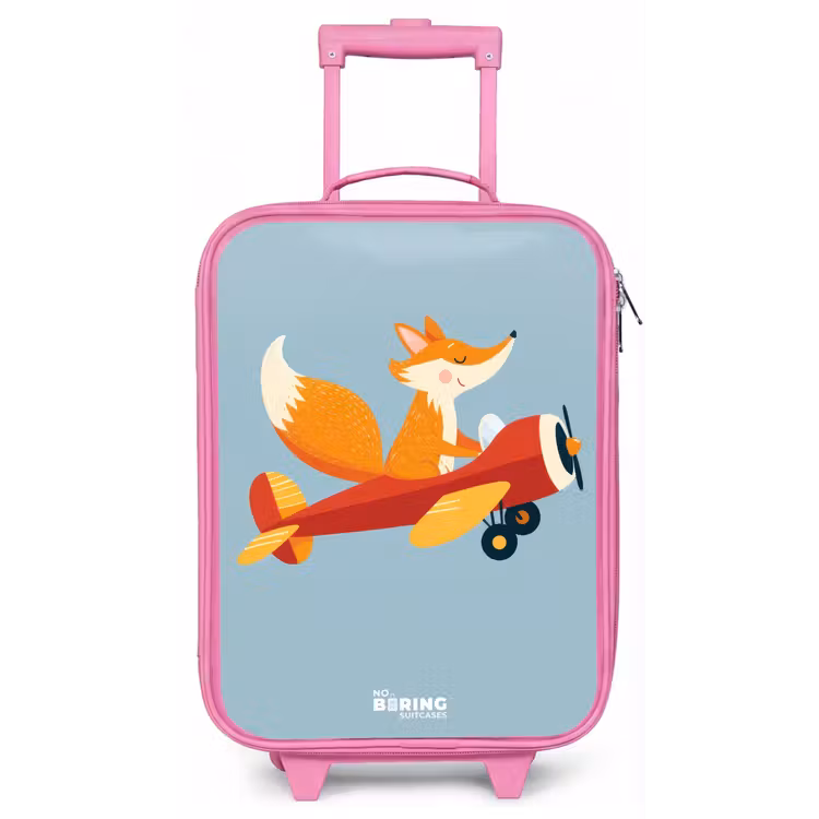 Vos - Vliegtuig -  Vliegen Kinderkoffer - Roze klein -zz3dotto