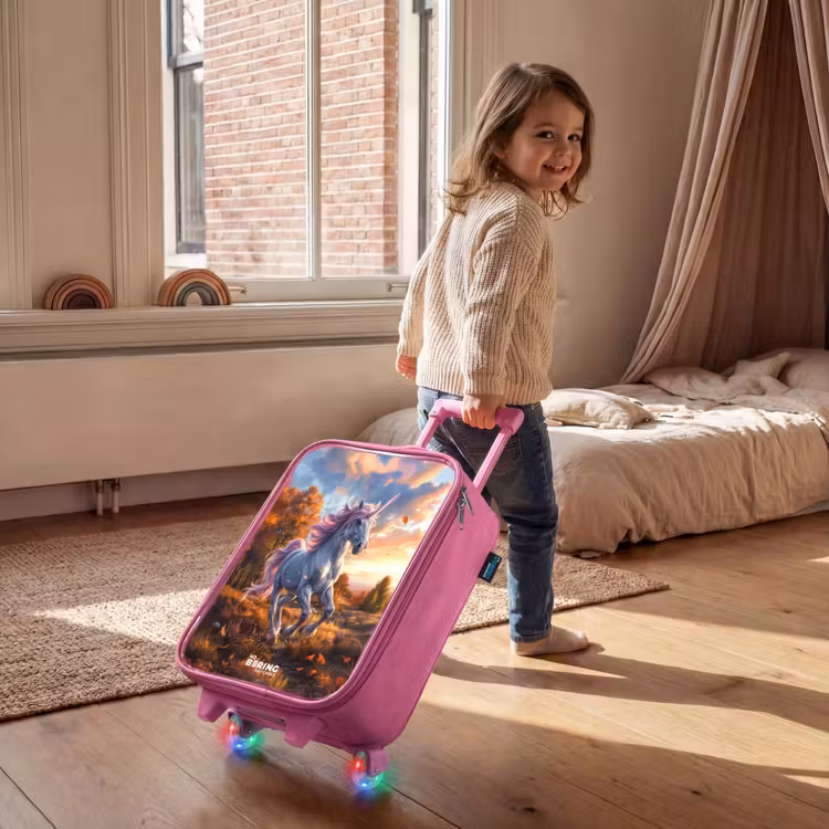 Galopperende Eenhoorn in Herfstwereld Kinderkoffer - Roze klein -sfeer1