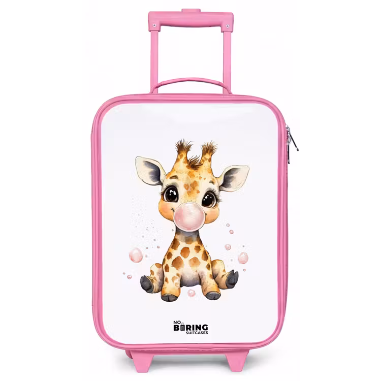 Giraffe met roze kauwgombal Kinderkoffer - Roze klein -zz3dotto