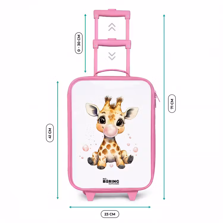 Giraffe met roze kauwgombal Kinderkoffer - Roze klein -productfoto_formaten