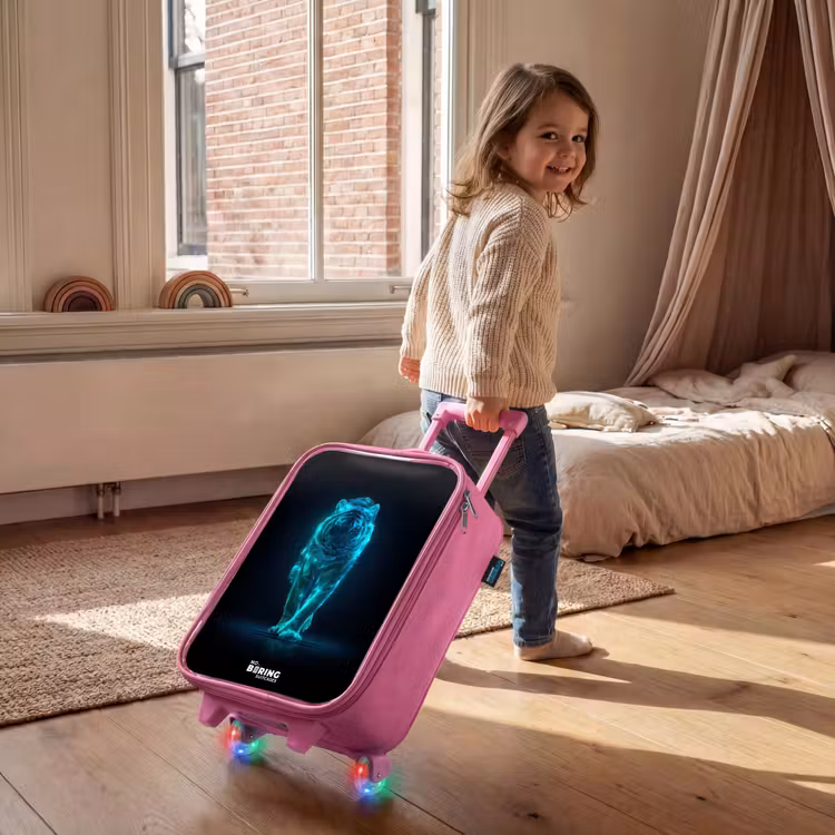 Gloeiende tijger in beweging Kinderkoffer - Roze klein -sfeer1
