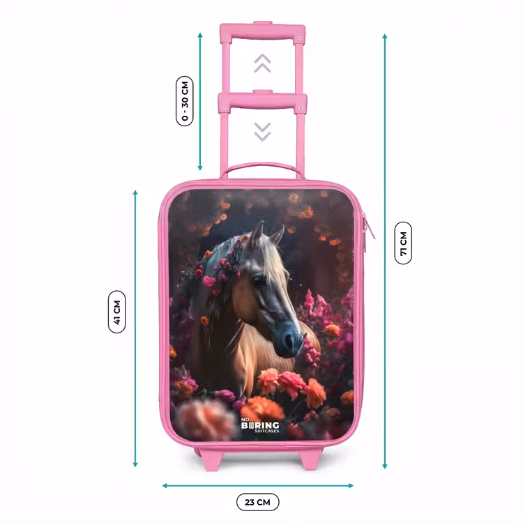 Goudbruin paard tussen de bloemen Kinderkoffer - Roze klein -productfoto_formaten