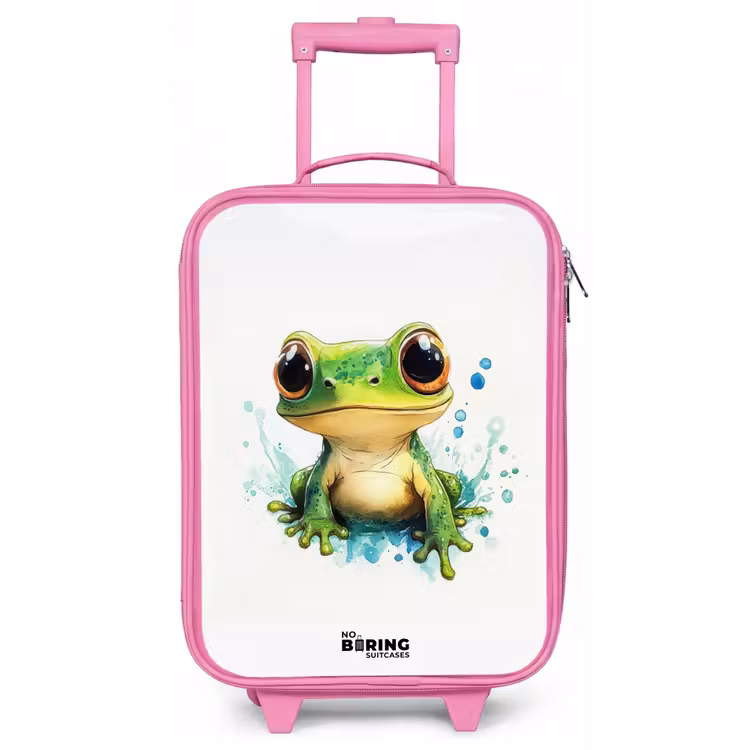 Groene kikker met grote ogen op witte achtergrond Kinderkoffer - Roze klein -zz3dotto