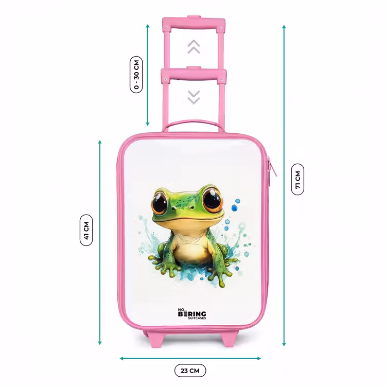 Groene kikker met grote ogen op witte achtergrond Kinderkoffer - Roze klein -productfoto_formaten